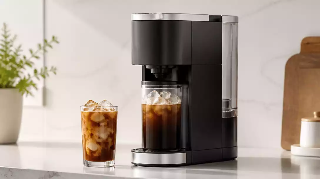 Modern Keurig Iced Coffee Maker on a kitchen counter