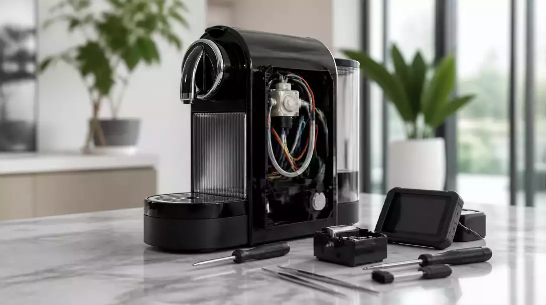 Nespresso machine with diagnostic tools
